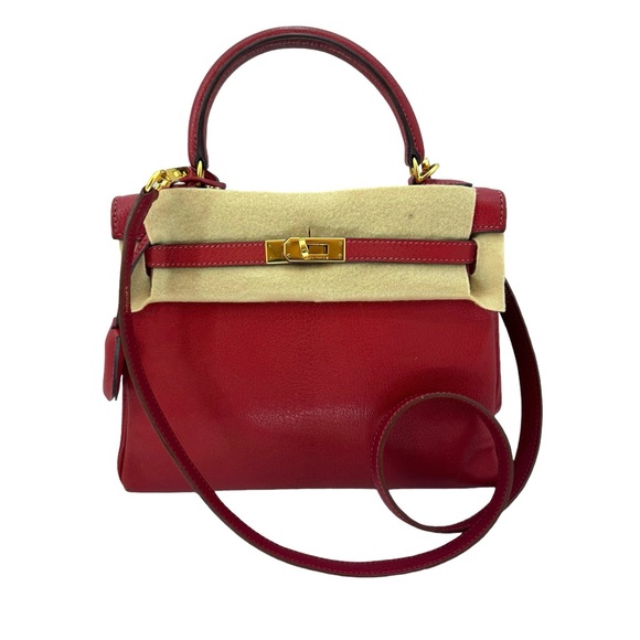 Hermes Chèvre de Coromandel Kelly II 25 Retourne Rouge Vif - Picture 8 of 15